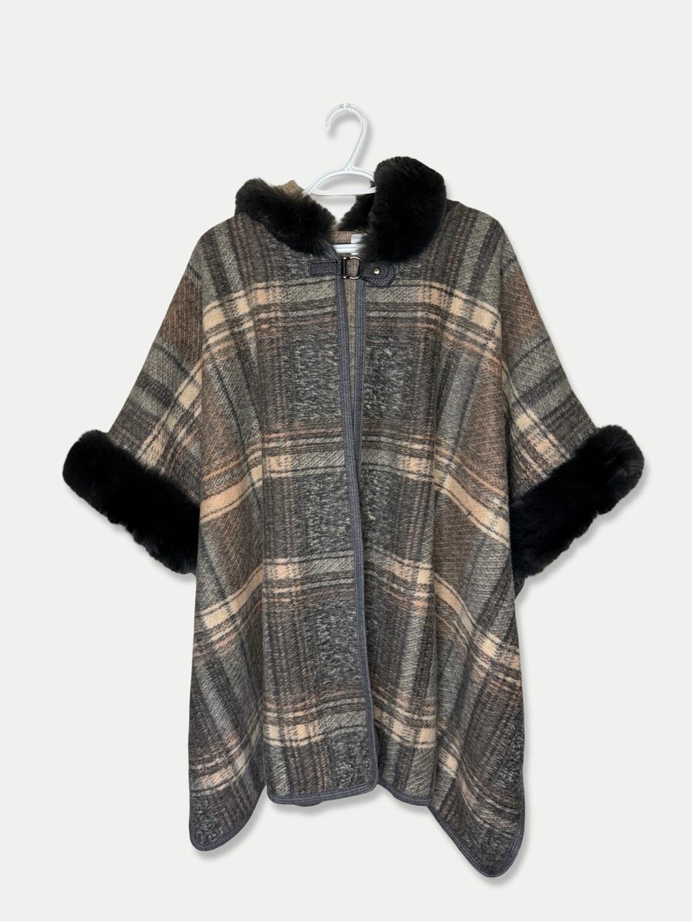 Northern Angel Faux Fur Trimmed Cape Jacket L/XL Multicolor GUC